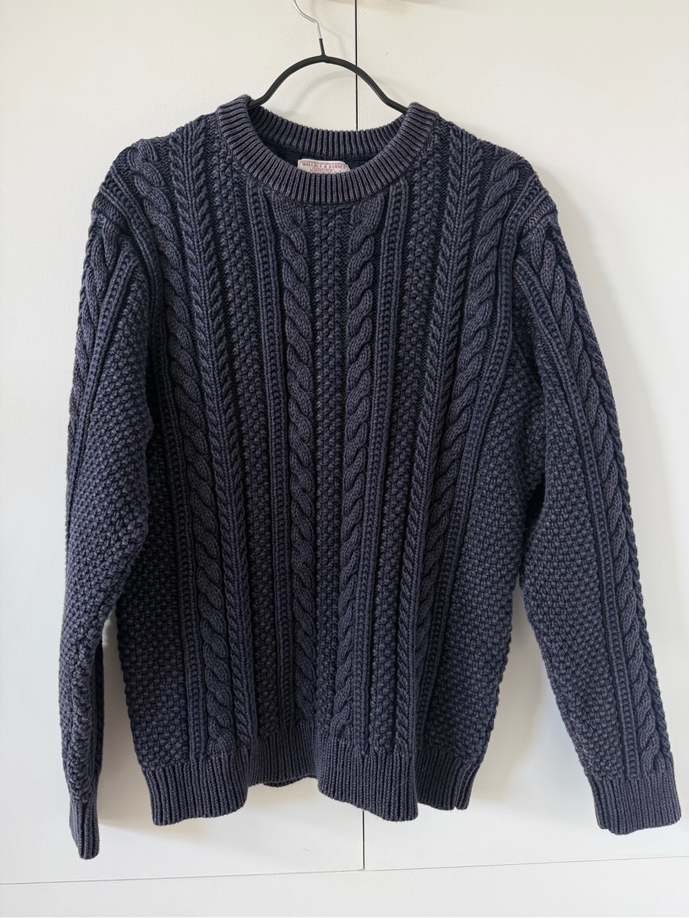 Wallace & Barnes Navy cable knit fisherman sweater